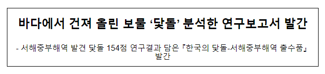 바다에서 건져 올린 보물 ‘닻돌’ 분석한 연구보고서 발간