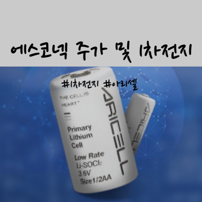 <b>에스코넥</b> 주가 및 1차<b>전지</b> 관련주 <b>아리셀</b>