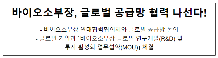 바이오소부장, 글로벌 공급망 협력 나선다! 바이오소부장, 글로벌 공급망 협력 나선다!