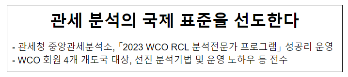 관세 분석의 국제 표준을 선도한다