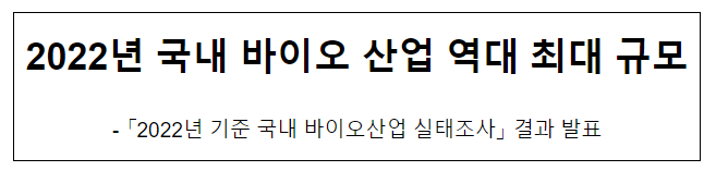 2022년 국내 바이오 산업 역대 최대 규모 2022년 국내 바이오 산업 역대 최대 규모