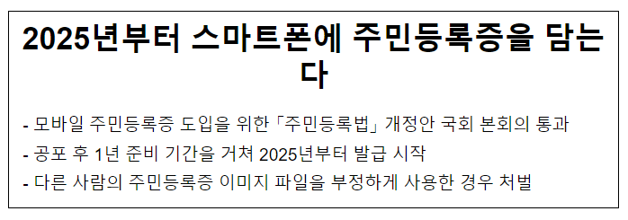 2025년부터 스마트폰에 주민등록증을 담는다 2025년부터 스마트폰에 주민등록증을 담는다