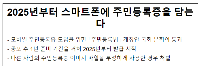 2025년부터 스마트폰에 주민등록증을 담는다