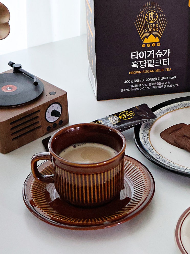  타이거슈가 흑당 밀크티 흑당 카페라떼 20스틱 홈카페로 간편하게
