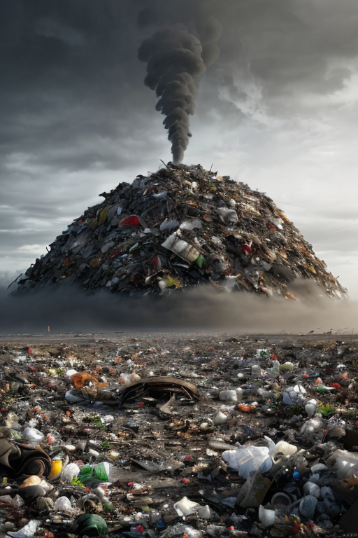 [Ai Greem] 환경 오염 039: 쓰레기로 병든 땅 Ai 무료 이미지, 토양 오염 문제, 환경 파괴 문제, 미래 지구의 모습