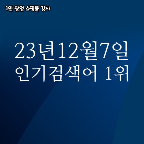 2023년 12월 7일 네이버쇼핑 분야별 인기 검색어 1위