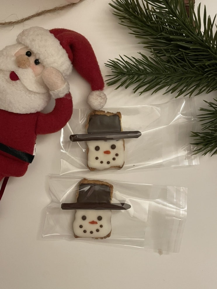 편의점 과자로 크리스마스 눈사람 쿠키 만들기~!(노오븐)