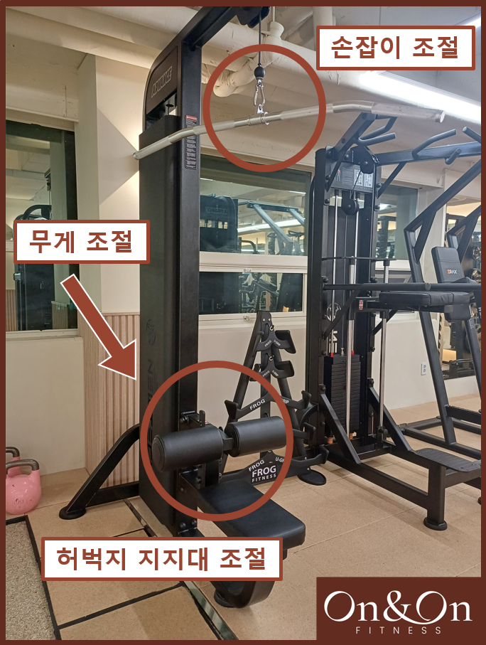  '렛 풀 다운' 머신 자세와 주의사항/ 등 운동 상체 운동기구
