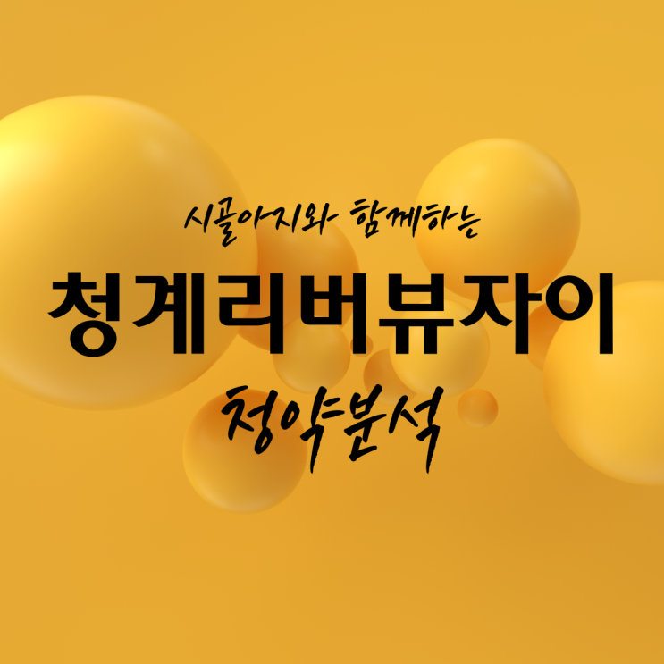  [청약] 청계리버뷰자이 청약분석 (청계천뷰 예상)