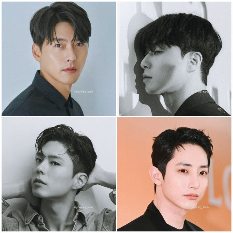  짧은 & 긴 직모 깔끔한 내림머리 필러스펌, 이마 넓은 남자 필러스컷 헤어스타일