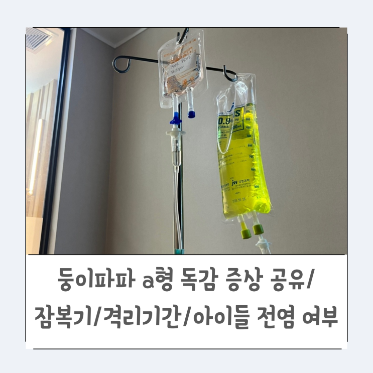  둥이파파 a형 독감 증상 공유/치료/잠복기/격리 기간/아이들 전염 여부