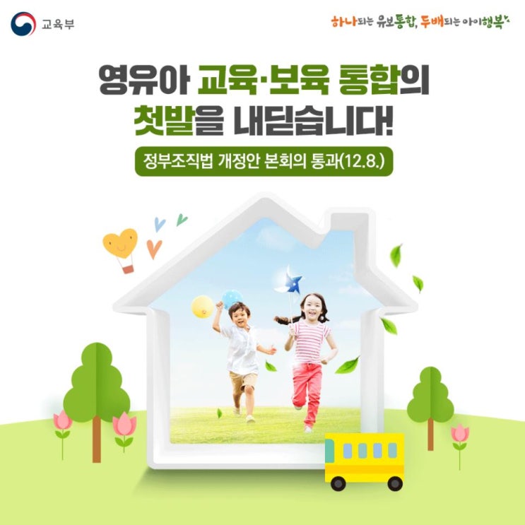 유보통합 <b>정부조직법</b> 개정안 <b>본회의</b> 통과(12.8.) 하나되는... 