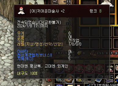  아스가르드 귀여운마술사 치장 정보