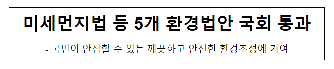 미세먼지법 등 5개 환경법안 국회 통과 미세먼지법 등 5개 환경법안 국회 통과