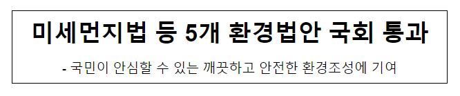 미세먼지법 등 5개 환경법안 국회 통과