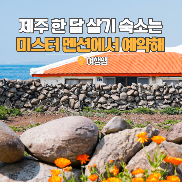 제주도 한달살기 제주숙소예약 민박 호텔 한달살이는 미스터멘션