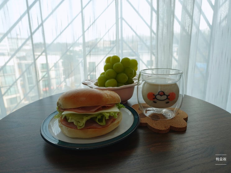  간단한 아침메뉴 5분컷 베이글 샌드위치 만들기
