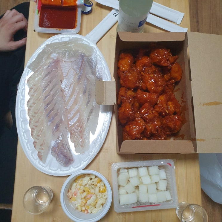  2023.07.10(월) 점심 역삼 김남완초밥집 / 저녁 페리카나치킨 순살 양념 + 속초오징어어시장 광어우럭 배달