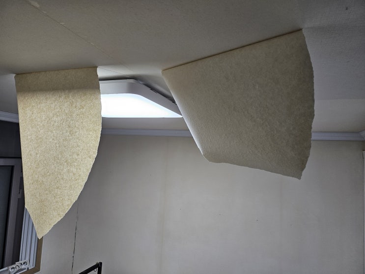 [안양도배] 안양 호계동 빌라 방 1개 천장과 벽 광폭합지 부분도배