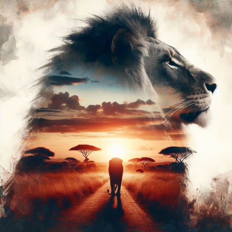  DALL-E(달리)를 이용한 이미지 생성사례 / Lion king in Serengeti (리더의 고뇌) / 디지털콘텐츠큐레이터 황선웅