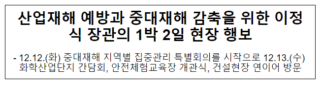 산업재해 예방과 중대재해 감축을 위한 이정식 장관의 1박 2일 현장 행보