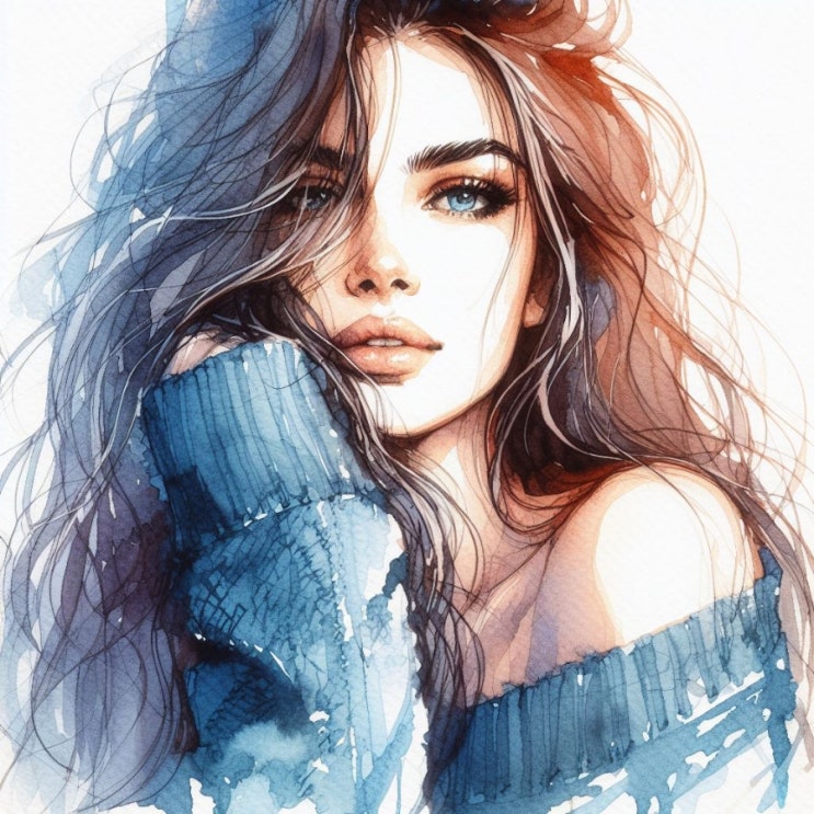  DALL-E(달리)를 이용한 이미지 생성사례 / A beautiful woman, watercolor / 디지털콘텐츠큐레이터 황선웅