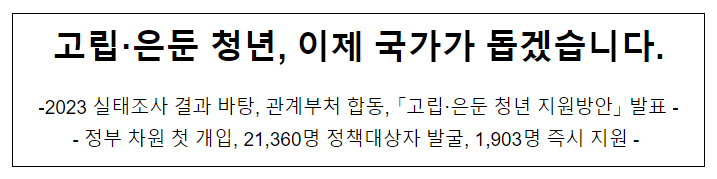 고립·은둔 청년, 이제 국가가 돕겠습니다. 고립·은둔 청년, 이제 국가가 돕겠습니다.