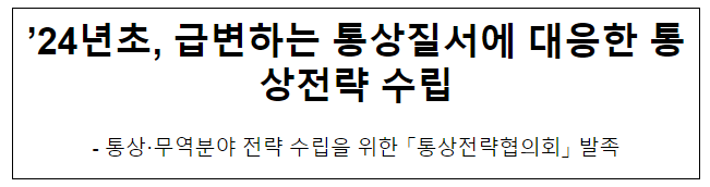 ’24년초, 급변하는 통상질서에 대응한 통상전략 수립