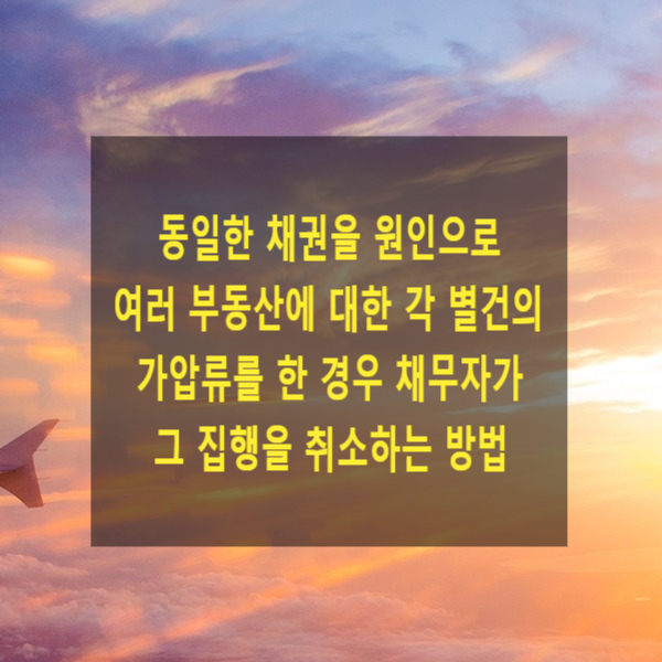  동일한 채권을 원인으로 여러 부동산에 대한 각 별건의 가압류를 한 경우 채무자가 그 집행을 취소하는 방법