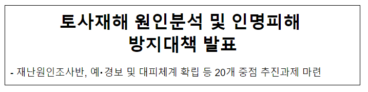 토사재해 원인분석 및 인명피해 방지대책 발표 토사재해 원인분석 및 인명피해 방지대책 발표