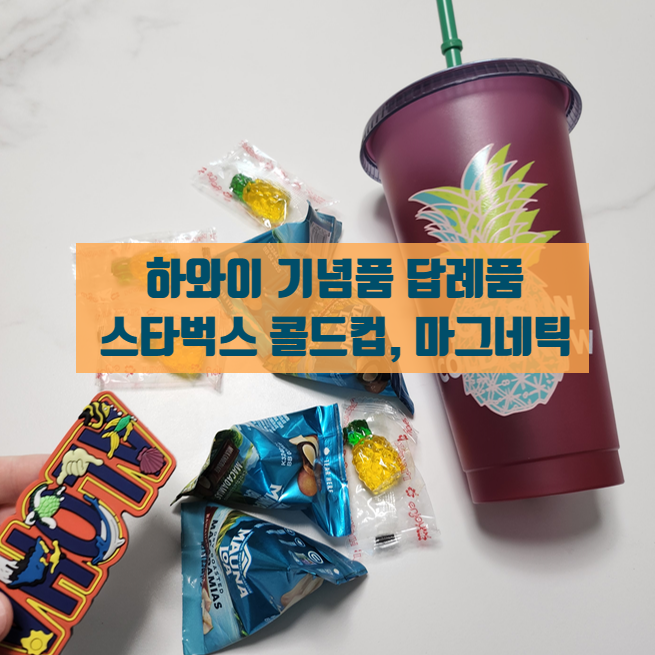  신혼여행 기념품 뭐 사지? 하와이 스타벅스 콜드컵 초콜렛 젤리 마그네틱 하와이 기념품이 택배로 도착했습니다