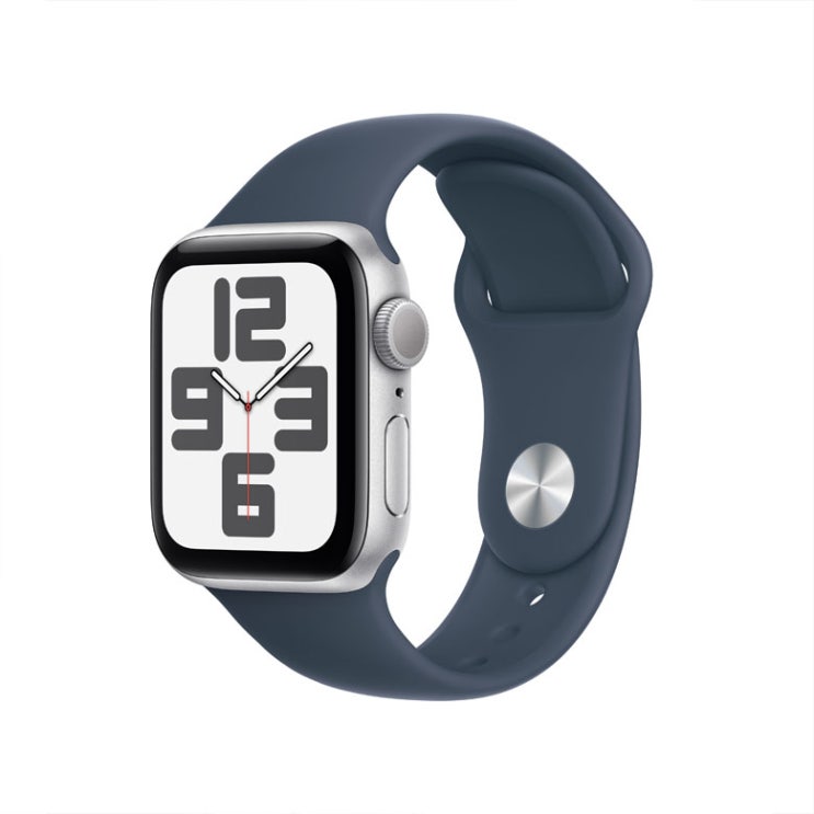  애플워치SE 2세대 40mm GPS S/M 실버 알루미늄 케이스, 스톰 블루 스포츠 밴드 MRE13KH/A