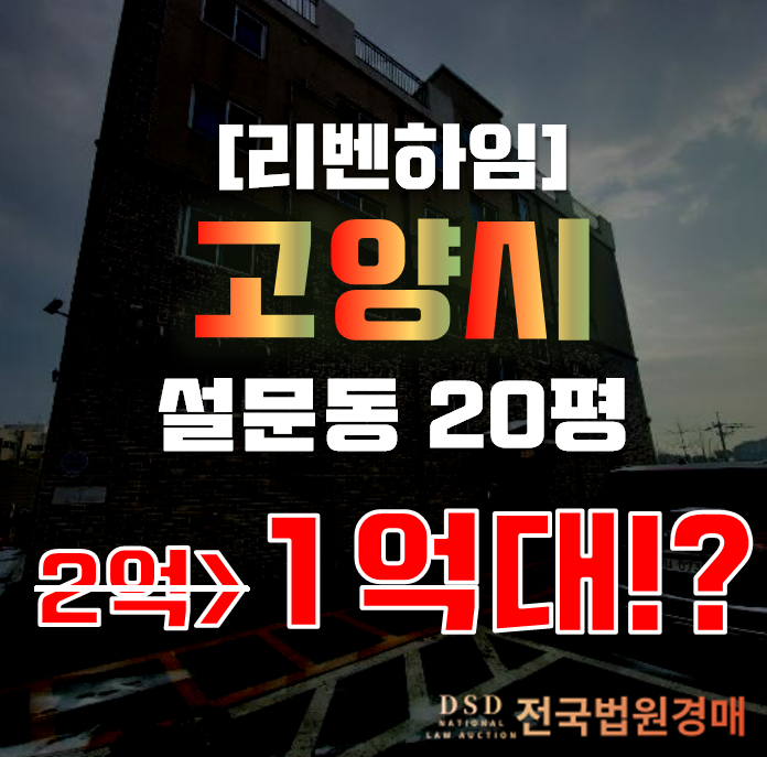 일산경매 고양시 일산동구 설문동 리벤하임 빌라 20평 1억대 급매