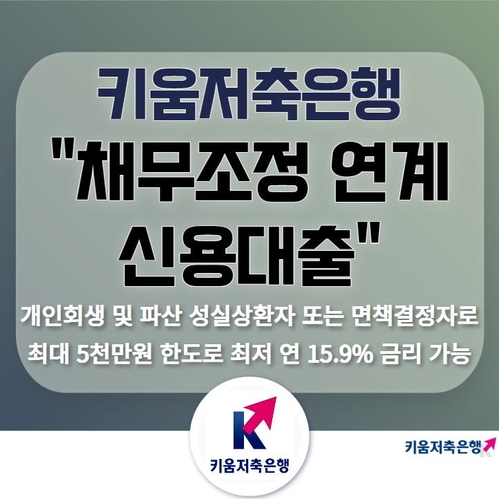 키움저축은행 개인회생 채무조정 연계 신용대출 한도와 조건 확인