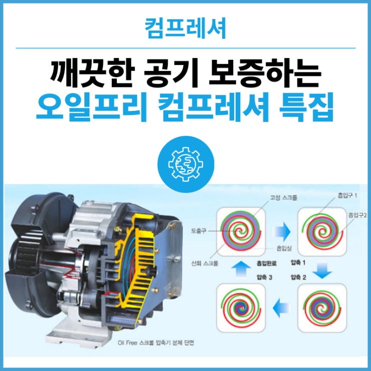  깨끗한 공기 보증하는 오일프리(Oil Free) 콤프레셔 특집