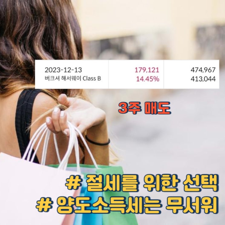 미국주식 양도소득세를 위한 버크셔 해서웨이 Class B 3주 매도 (2023.12)
