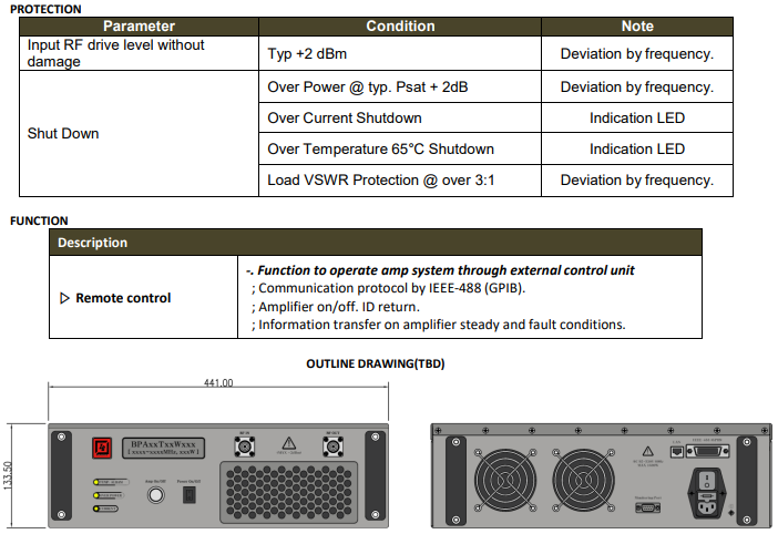  RF엠프, 파워엠프, Power Amplifier, BPA100T10W100-1(80~1000MHz/100W) BPA10T60W100(1~6GHz/100W)
