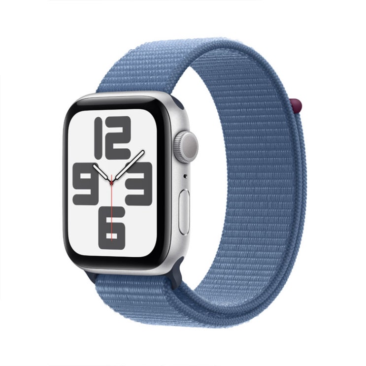  애플워치SE 2세대 44mm GPS 실버 알루미늄 케이스, 윈터 블루 스포츠 루프 MREF3KH/A