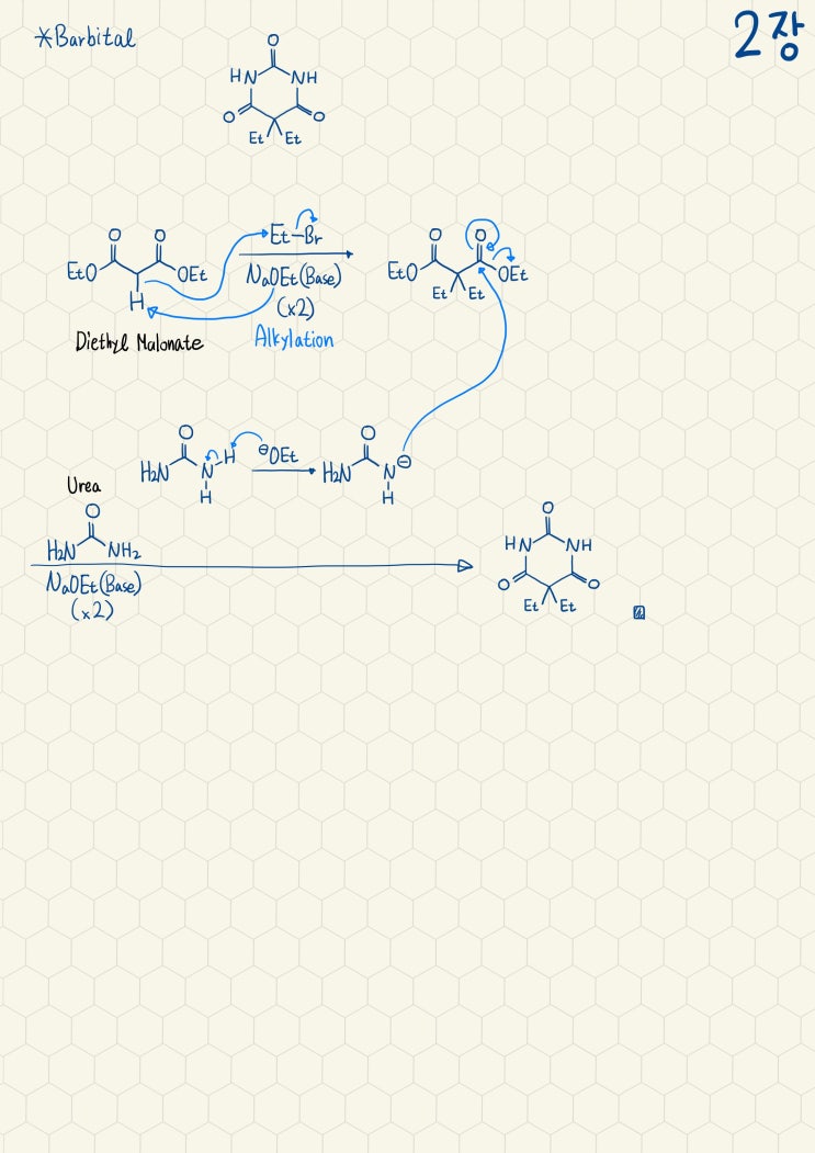 Barbital의 합성기전
