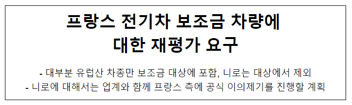 프랑스 전기차 보조금 차량에 대한 재평가 요구 프랑스 전기차 보조금 차량에 대한 재평가 요구