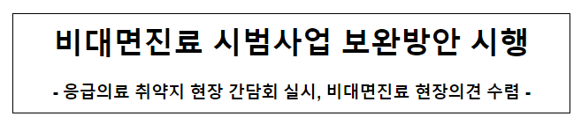 비대면진료 시범사업 보완방안 시행 비대면진료 시범사업 보완방안 시행