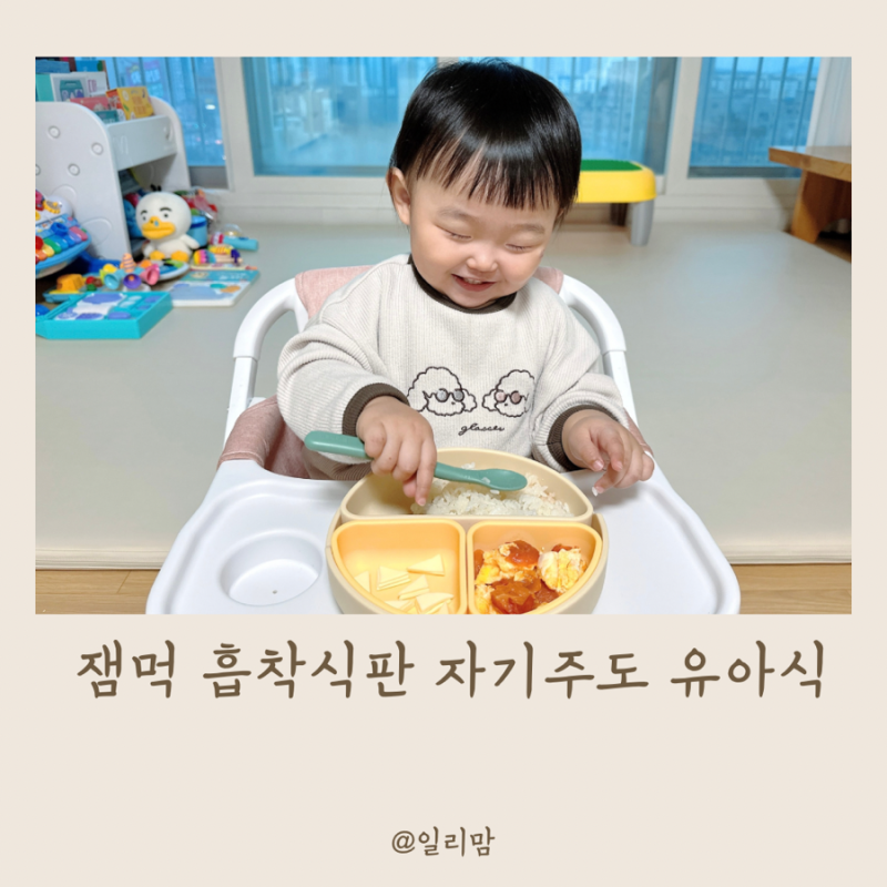돌아기 어린이 유아식기 잼먹 흡착식판 활용 자기주도 유아식