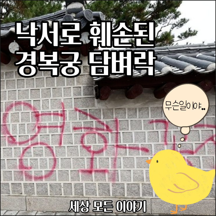  낙서로 훼손된 경복궁 담벼락