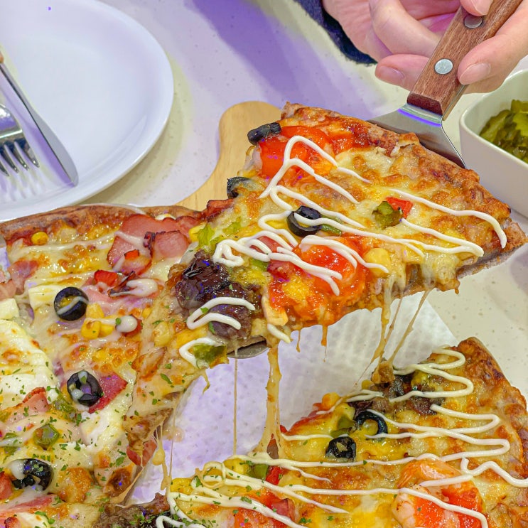  용인 중동 피자 맛집 피자어셈블 용인동백점에서 반반피자 주문