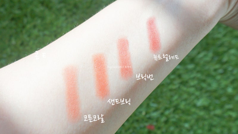고민시 화장품 메리쏘드 릴엣지 립크레용 03 다운브릭 4색 발색 후기