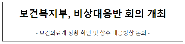 보건복지부, 비상대응반 회의 개최