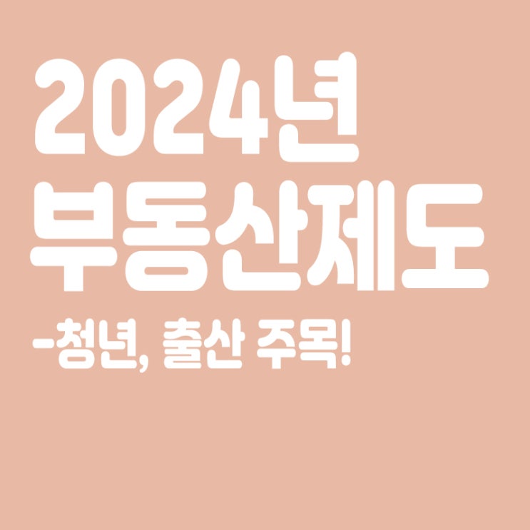  2024년 부동산 제도 이렇게 바뀐다,'청년·출산' 주목