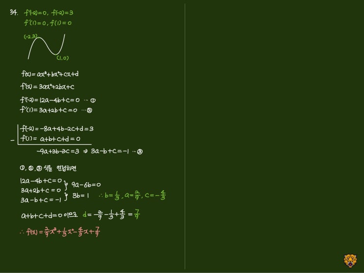 미적분학 Calculus) 삼차함수의 식 구하기