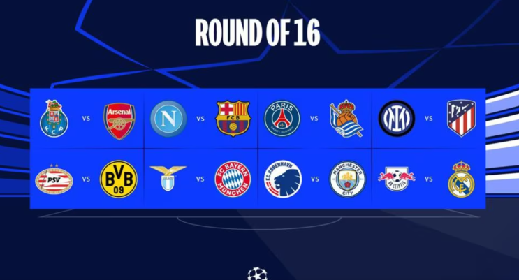 UEFA 챔피언스리그 16강 대진 추첨완성,'이강인 VS 구보'챔스 한일전 더비, 김민재 뮌헨-라치오 '격돌'