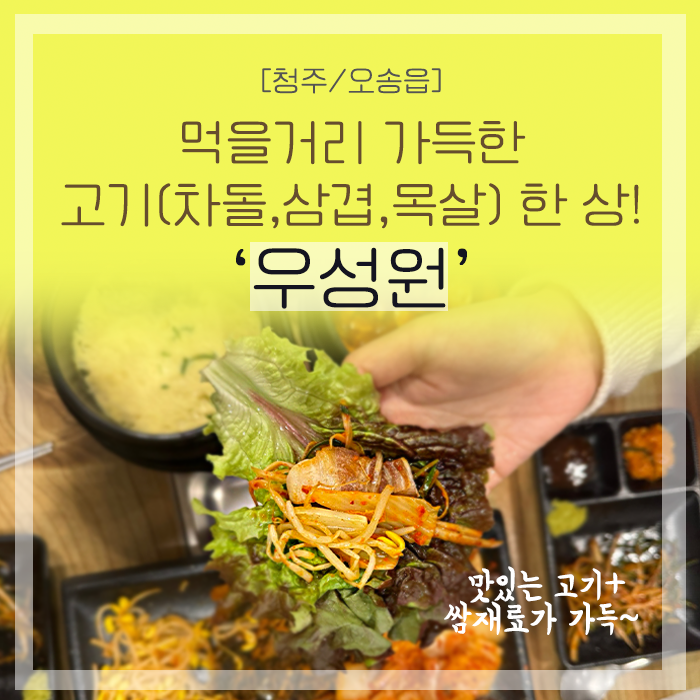 [청주/오송] 청주 오송역 주변 맛집! 먹을거리 가득한 고기 한 상! '우성원' 다녀온 후기(오송1산단)